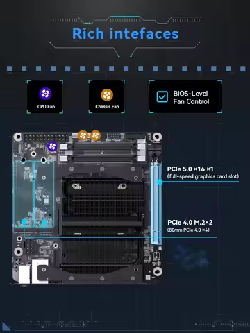 BD895i SE Mini-ITX Motherboard Ryzen 9 8945HX(16C/32T) 2*DDR5 5200 PCIe5.0 X16 PCle 4.0 M.2x2 RJ45 2