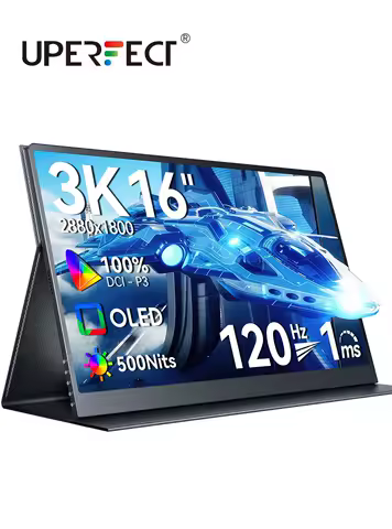 UPERFECT OLED Portable Monitor 16" 3K 2880x1800 120Hz 16:10 Gaming Display 500 Nits 100% DCI-P3 1000