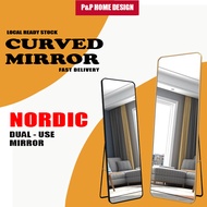 Dressing Curved Stand Mirror Standing Cermin Tinggi Besar Modern Nordic Tall 150x37cm OOTD Hanging Full Body