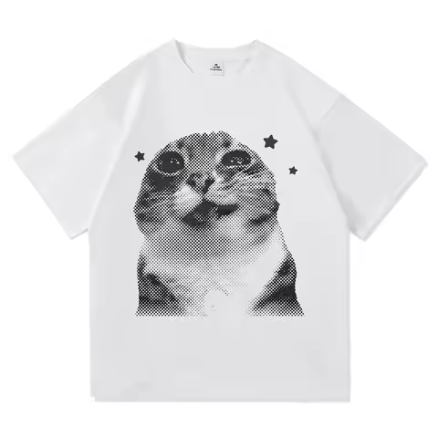 Y2k Funny Cat Meme T Shirt I Do Not Think Therefore I Do Not Am Men/women Clothing Harajuku High Qua