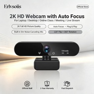Erlvsoiis 2K Webcam-120 Flip,8M Noise-Cancel Mic,Plug&Play,Auto Focus for Class,Meeting,Live Stream