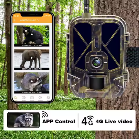 4K Live Stream Media APP Clould Service no lithium battery Hunting Trail Camera 4G 30MP Night Vision