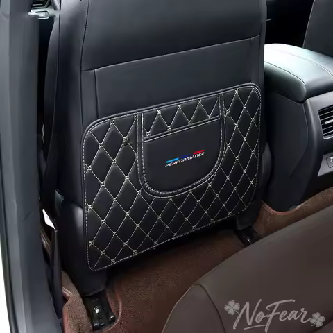 1Pc Car Seat Anti Kick Mat Leather Seat Back Protective Cover For BMW M Emblem E46 E36 E34 F10 E90F3