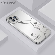 Hontinga ปลอกกรณีสำหรับ iPhone 13 Pro Max 11 12 Pro Max 12 13มินิกรณีใหม่สแควร์ซอฟท์ซิลิโคนกรณีการ์ตูน Pikachu เต็มปกกล้อง Protectior กันกระแทกกรณียางปกหลังโทรศัพท์ปลอก Softcase สำหรับสาวๆ