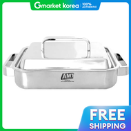 Gold Smile Amt Premium Stainless Steel Square Ih Griddle Pan with Lid Set (1-Piece Pot)