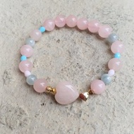 粉晶心│海藍寶│心型 │14K金珠│捷克手工珠│手鍊 節慶禮物