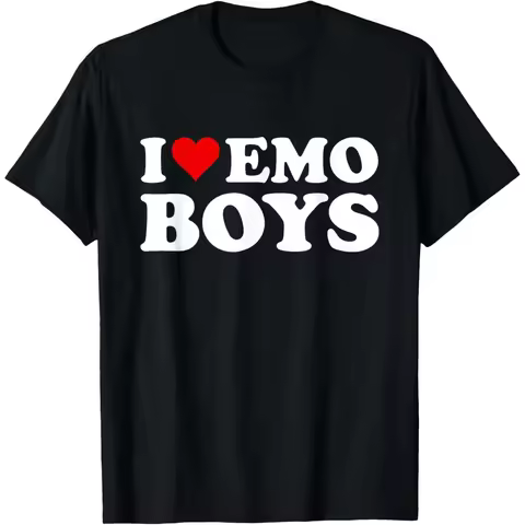 I Love Emo Boys T-Shirt, Ladies Summer Outfit, Top Womenswear T-Shirt Business Everyday Graphic