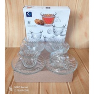 Gelas Kaca Beling Dan Tatakan 1 Set Isi 8 Pcs Gelas Set Teh Kopi Murah Meriah Kimglass Gelas