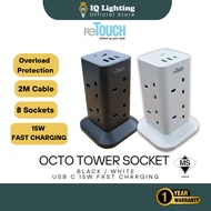 🔥SIRIM🔥 reTouch Octo Tower Socket with Surge Protection and Overload Protection Extension Socket SIR