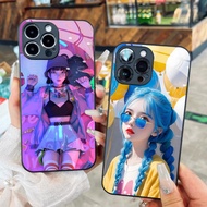 Beautiful anime girl glass case for iPhone 17 16 15 14 13 12 11 8 7 6 6s 6p 7p 8p 6g 7g 8g Pro Max X