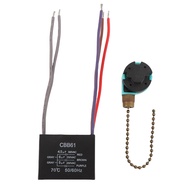 3 Speed 4 Wire Ceiling Fan Pull Chain Switch 4.5uf 6uf 5uf 5 CBB61 Capacitor for Light Control