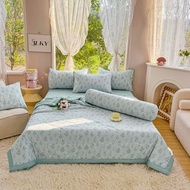 (💥CỰC RẺ) SET 4 MÓN CHĂN GA GỐI ĐŨI KẺ PASTEL HÀN QUỐC- CHĂN TRẦN HÈ- MỀN TRẦN HÈ