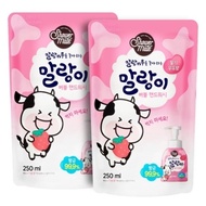 Aekyung Soft Cow Bubble Hand Wash Strawberry Milk Refill 250ml 2pcs