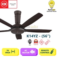 KDK K14YZ-PBR Ceiling Fan 56“ | 5 Blades | AC Motor | Remote Control | 3 Preset Speed | Kipas Siling | 风扇 | Dynamix