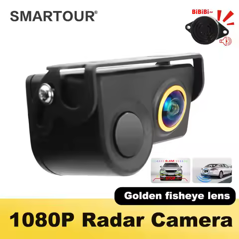 12V Car PDC 2 In 1 Rear View Camera Parking Sensor Radar Set License Plate Lights Distance Control P