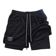 Men Running Shorts 2 In 1 Double-deck Sport Shorts  Gym Fitness Short Pants Training Jogging BottomS