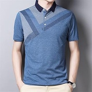 WZHZJ Fashion Men Polo Shirt Cotton Short Sleeve Casual Polo Shirt for Man Solid T-shirt Summer Tops Collar Shirt (Color : Blue, Size : L code)