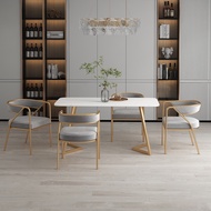 22Nordic Style Marble Dining-Table Household Small Apartment Stone Plate Dining Tables and Chairs Set Modern Simple and
