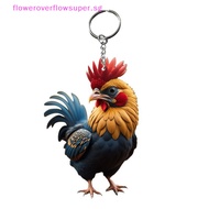 FSSG Creative Animal Chicken Rooster Series Pendant Acrylic Keychain For Christmas Tree Decoration Car Key Ring Cock Key Holder HOT