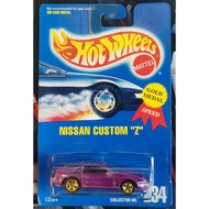 HOTWHEELS 10 SPEED POINTS GOLD MEDAL NISSAN CUSTOM Z RACING CAR HARD TO FIND US CARD DIECAST MODEL +