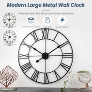 Dinding Jam 40cm/50cm/60cm Vintage Wall Clock Minimalist Iron Clock Large Metal Roman Wall Clock Dec