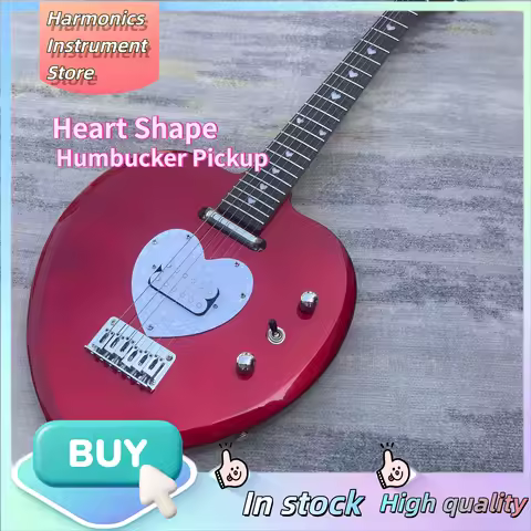 Daisy Rock Heartbreaker Red Heart Electric Guitar, Covered Humbucker Pickup, String Through Fixed Br