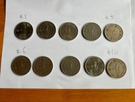 香港一元硬幣 ($1英女皇, 1960, 1973, 1974)