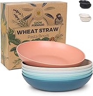 Grow Forward Premium Wheat Straw Pasta Bowls - 42oz Unbreakable Wide & Shallow Dinner Plate Bowls Se