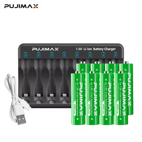 PUJIMAX AA AAA 1.5V Rechargeable Lithium Battery Charger Set Li-ion Battery With Smart Battery Charg