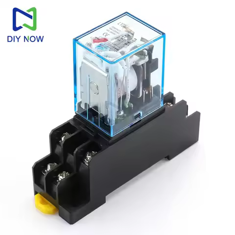 LY2NJ Relay DC12V 24V AC 220V Coil Power Relay LY2NJ DPDT 8-pin HH62P JQX-13F with socket base Unive