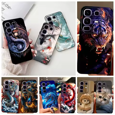For Infinix Note 50 Pro+ 5G Phone Case Dragon Koi Fish Lion Dragon Pattern Cover For Infinix Note 50