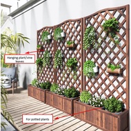 [SG SELLER] Outdoor Wood Planter Box Fence Flower Pot Flower Box Trellis Carbonized