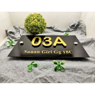 3D BLACK GOLD MIRROR RAISED ACRYLIC HOUSE NUMBER (NR3D03)