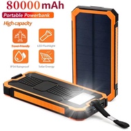 ALI2023 Huge Capacity Solar Powerbank 80000mAh Dual-USB Waterproof Solar Power Bank Battery Charger J6II