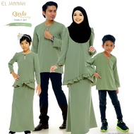 Qayla Kurung Family Set Emerald Green Gold Mustard Blue Maroon Baju Kurung Moden Sedondon