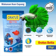 ORATUS BETTA 20gr Makanan Ikan Cupang Obat Penguat rna Ampuh Badan Ekor Pelet Butiran Kecil Anti Jam