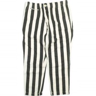 Sanca x BEAMS BOY聯名款，日本製造，靛藍條紋休閒褲，S13SPT19BOY，均碼，黑色/米色，錐形褲腳。 [二手][Sanca x BEAMS BOY]