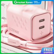Codeway Palette C-Type 50W Super Fast Charger + C to C Fast Charging Cable Mellow Pink
