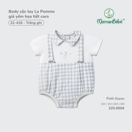 Body short sleeve La Pomme fake camisole with checkered pattern - Cool Petit Soyeu yarn - Boys - 0M 