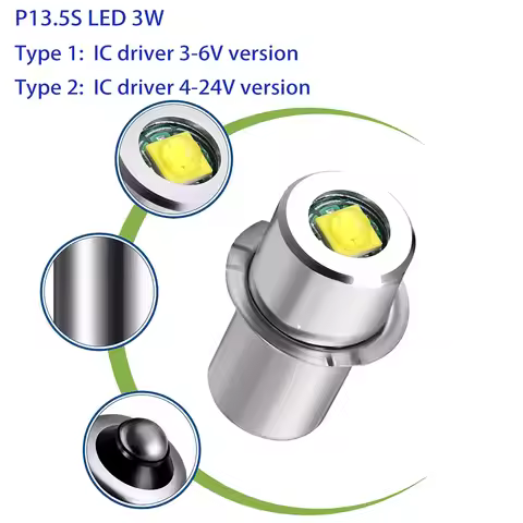 P13.5S Mag Light LED Bulb 3-16 C&D Cells Maglite Torch Flashlight LED Converter 3V 4.5V 6V 9V 12V 18