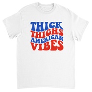 2025 4Th Of July Tee Fourth Of July Tshirt Thighs American Vibes