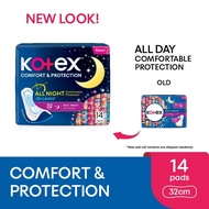 KOTEX Comfort & Protection Overnight Non Wing Pad 32cm (14s) - Sanitary Pad with 100% Leak Free Comf