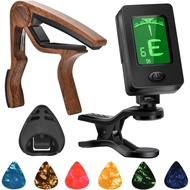 Capo Gitar, Pick Gitar, Aksesori Gitar dengan Tuner, Capo untuk Gitar Akustik, Bass, Bebas Bunyi Ber