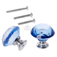 2X Blue 30Mm Diamond Shape Crystal Glass Knobs Cabinet Drawer Pull Hles Kitchen Door Wardrobe Hardware