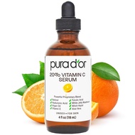PURA D'OR 20% Vitamin C Facial Essence 4oz Antioxidant Anti-Aging Blend with Retinol, Hyaluronic Aci