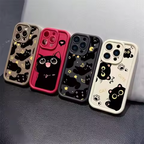 Cute Moon Stars Cat Phone Case For Motorola Moto Edge 70 5G 60 50 Fusion 60S G56 G86 E14 G85 G34 G54