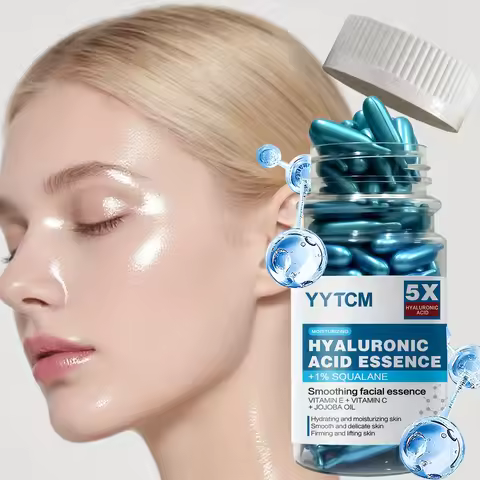 Hyaluronic Acid Deep Moisturizing Capsule Essence, Hydrates and Smoothes the Skin, Contains Plant-Ba
