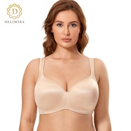 [Little Pudding Clothing] Delimira Women 39; S Jacquard Brasiette Bra Plus Size Seamless Smooth Push Up Underwire เบาะบางเบา Contour Full Coverage