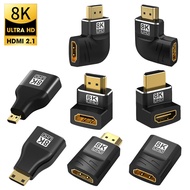 HDMI Adapter 90 270 Degree Right Angle HDMI 2.1 8K 60Hz Male to Female Converter HDMI-compatible Cable Connector For TV Laptop