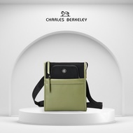 Charles Berkeley WINCHESTER Leather & Water-Resistant Nylon Shoulder Bag Sling Bag Key Hook (WF-2502
